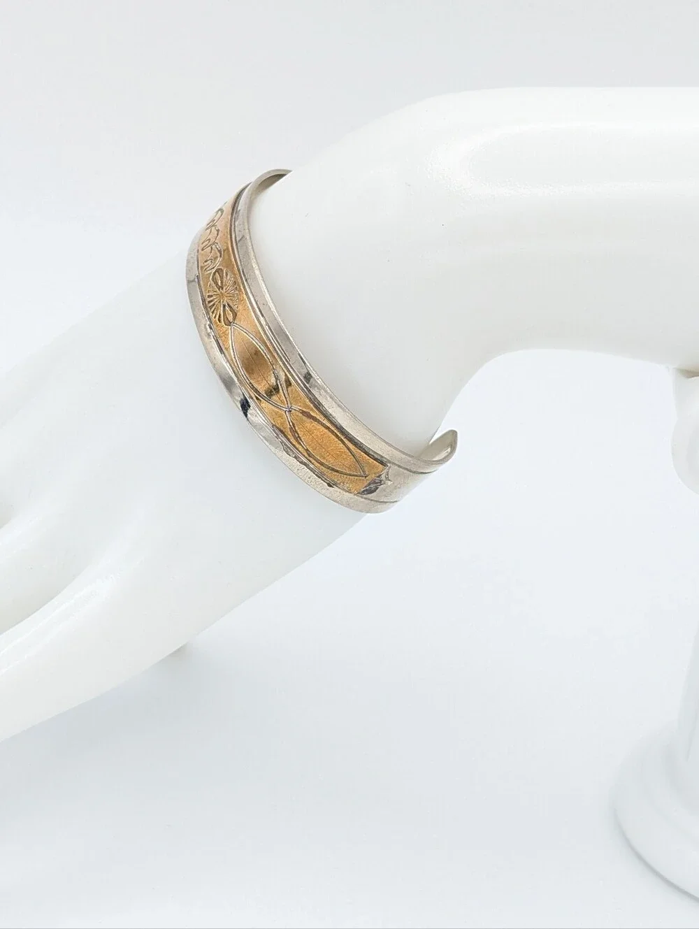 Sterling and 14k Native American Cuff Bracelet
